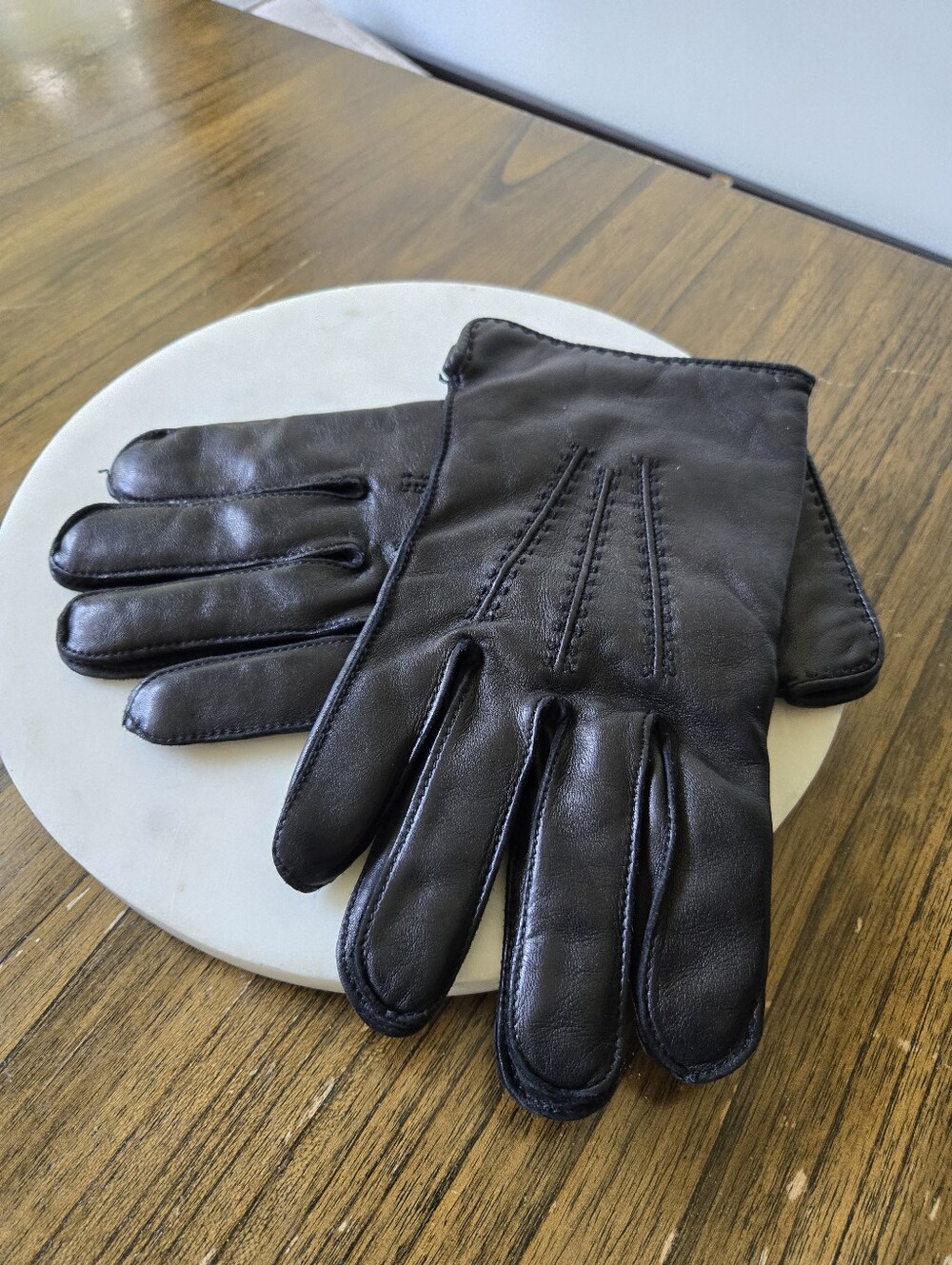 Coach Men's Black Leather Gloves Cashmere